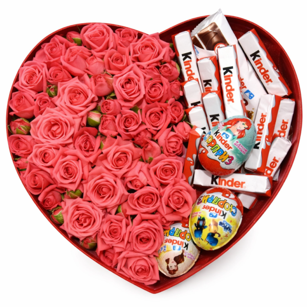Сердце Киндер и Кустовая роза