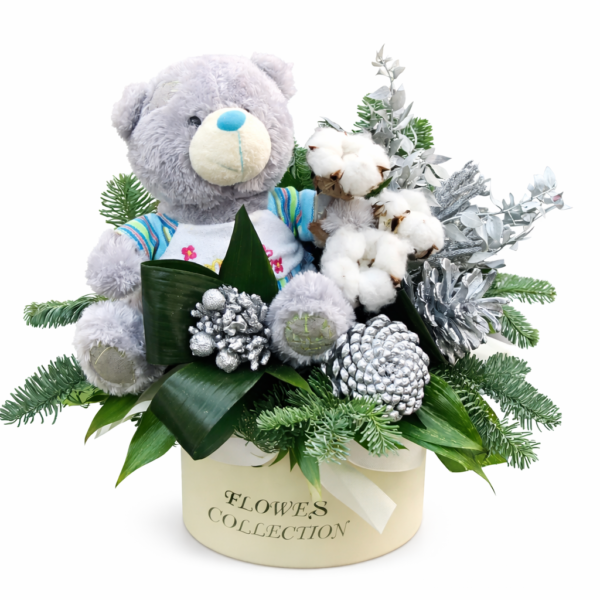 Мишка на новогодней поляне, новогодняя композиция