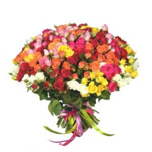 Кустовая роза микс 101 шт