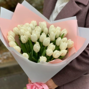 35 белых тюльпанов