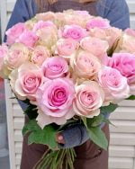 Розовые розы 35 веток
