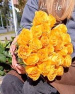 Желтые розы 25 веток