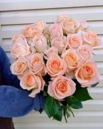 25 штук персиковых роз