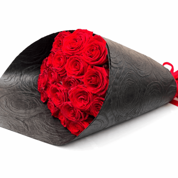 25 роз с красной лентой