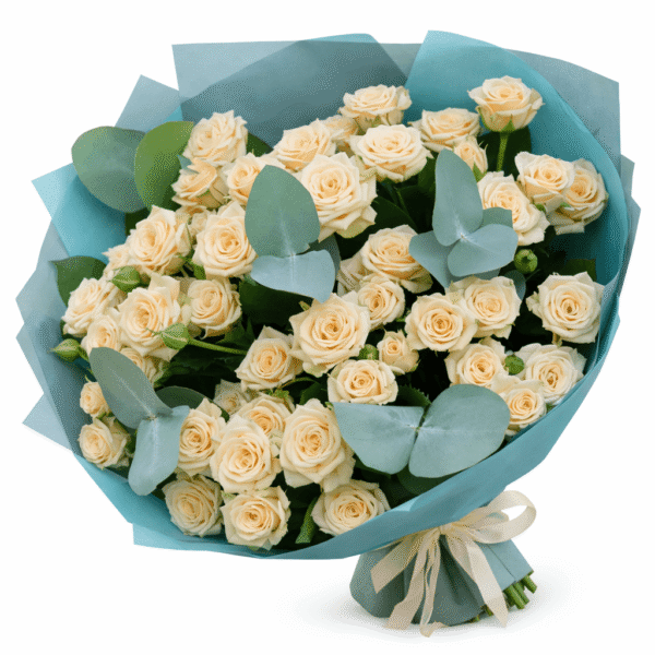 Букет «11 кустовых роз с эвкалиптом»