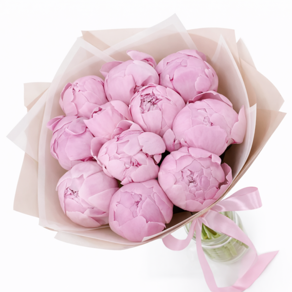 «Розовый Крем» букет  из 11 пионов
